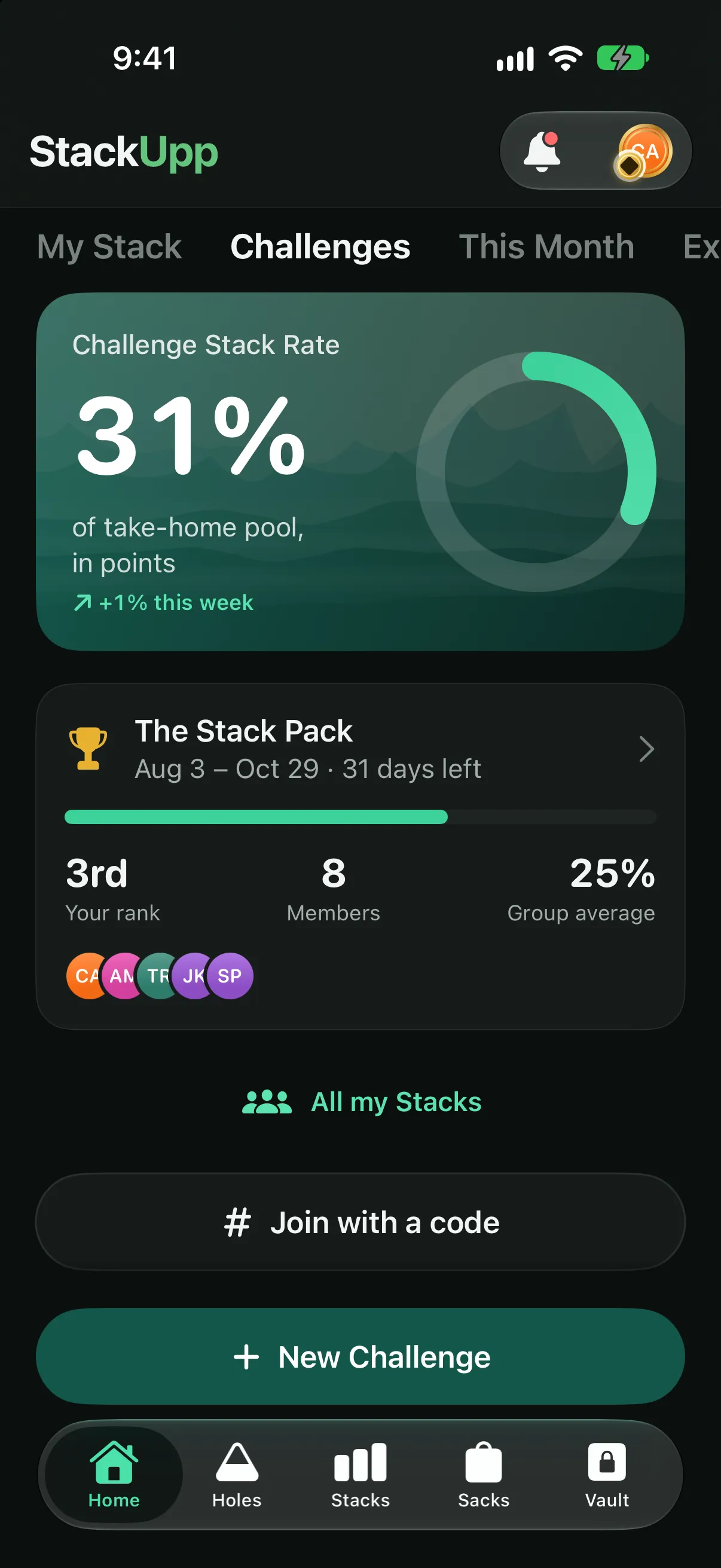 Challenges screenshot